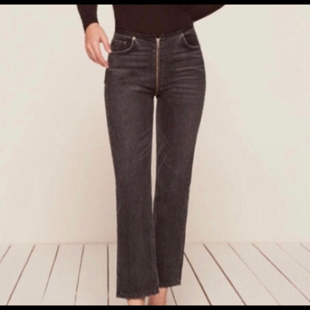 Reformation Petite Zipper Jeans in Pacific (Black) Sz 28